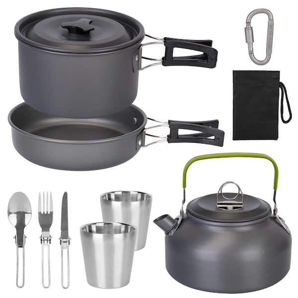 Movisa 12Pcs Camping Cookware Set Camping Stove Aluminum Pot Pans Kit