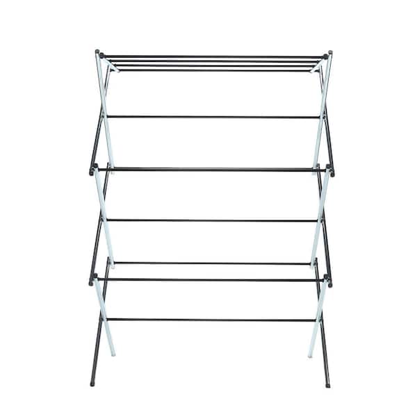 Whitmor 11-Bar Folding Metal Clothes Drying Rack with Top Shelf, Chrome 