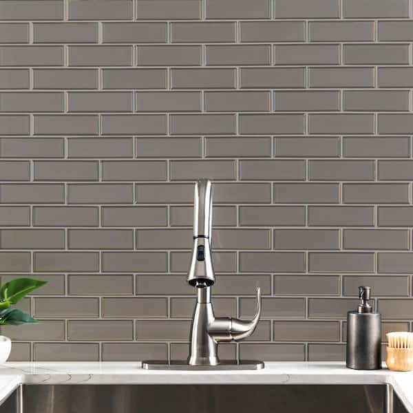 Champagne Bevel Subway 11.73 in. x 11.73 in. x 8mm Glass Mesh-Mounted Mosaic Tile (9.6 sq. ft. / case)