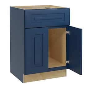 Grayson Mythic Blue Painted Plywood Shaker Assembled Sink Base Kitchen Cabinet Soft Close 24 in W x 24 in D x 34.5 in H
