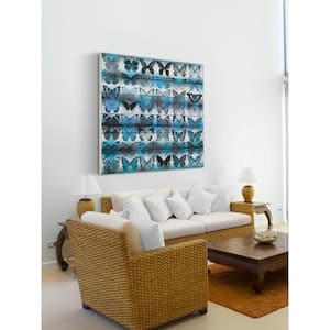 32 in. H x 32 in. W "Moth Blue" by Parvez Taj Printed White Wood Wall Art