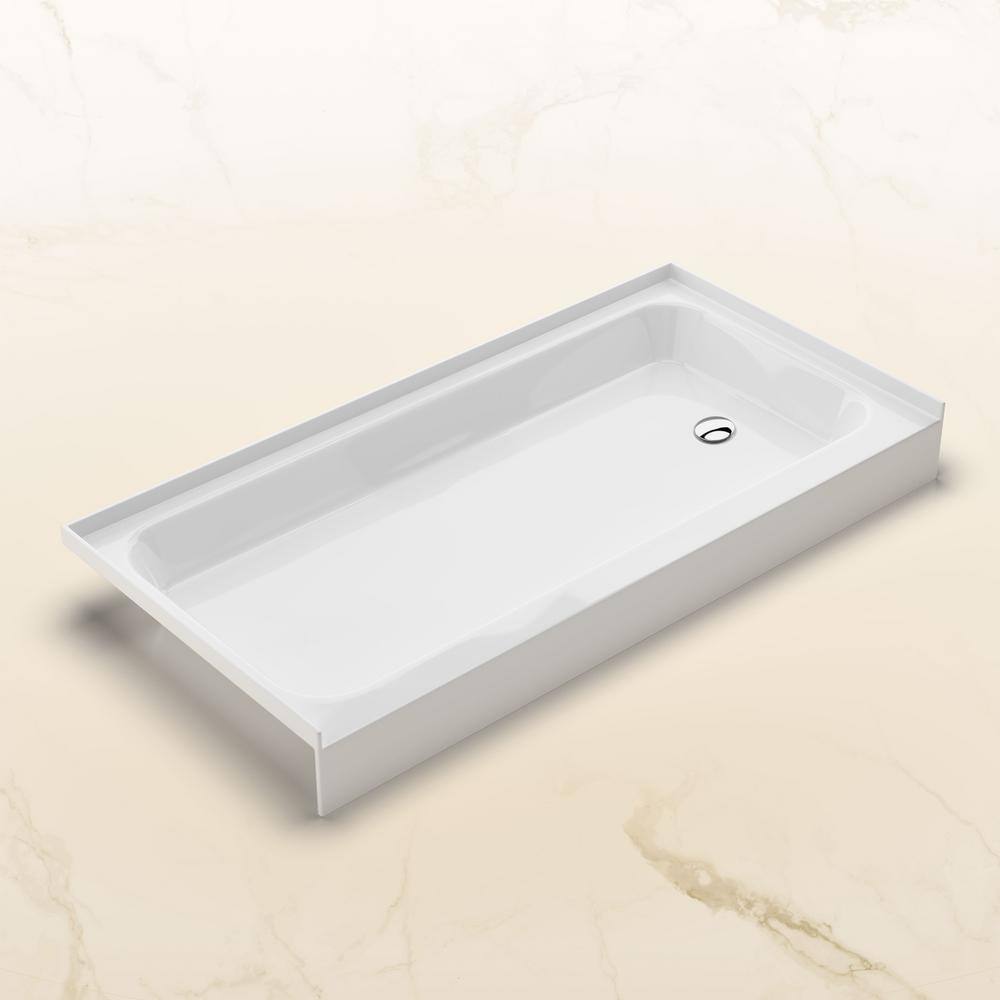 Voltaire 60 x 30 Glossy White Shower Pan Base with Right Drain