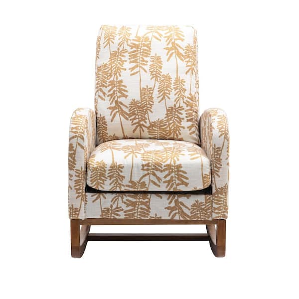 Utopia 4niture Maude Yellow Polyester Fabric Rocking Chair