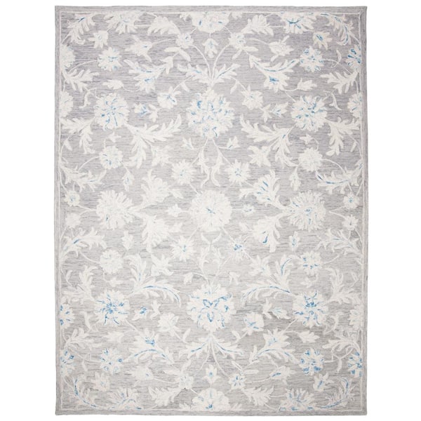 SAFAVIEH Micro-Loop Grey/Ivory 9 ft. x 12 ft. Geometric Area Rug