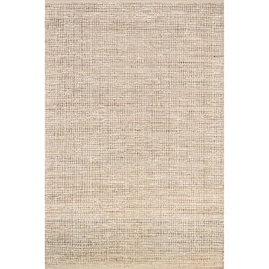 Ivanna Ivory 8 ft. x 10 ft. Solid Jute Area Rug