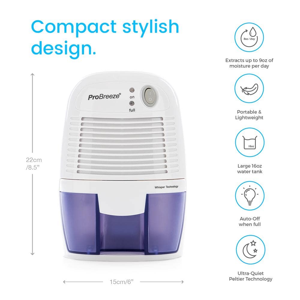Compact White and Blue Portable Mini Dehumidifier