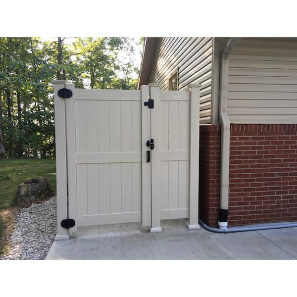 Weatherables Augusta 3.7 ft. W x 8 ft. H White Vinyl Privacy Fence Gate Kit