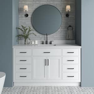Hepburn 60 in. W x 22 in. D x 36 in. H Single Sink Freestanding Bath Vanity in White with Carrara Quartz Top