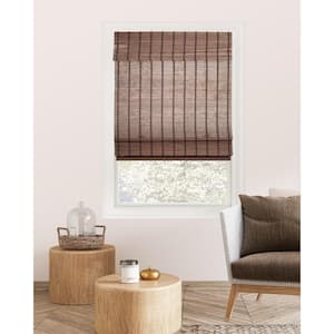 Premium True-to-Size Brown Bear Cordless Light Filtering Natural Woven Bamboo Roman Shade 39 in. W x 64 in. L