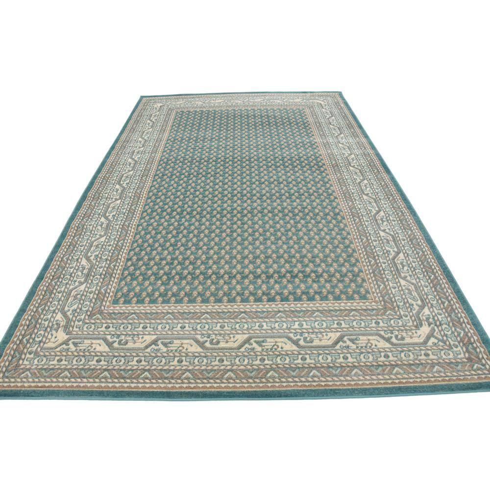 Teal Blue 6' x 9' Flat Woven Synthetic Rectangular Rug