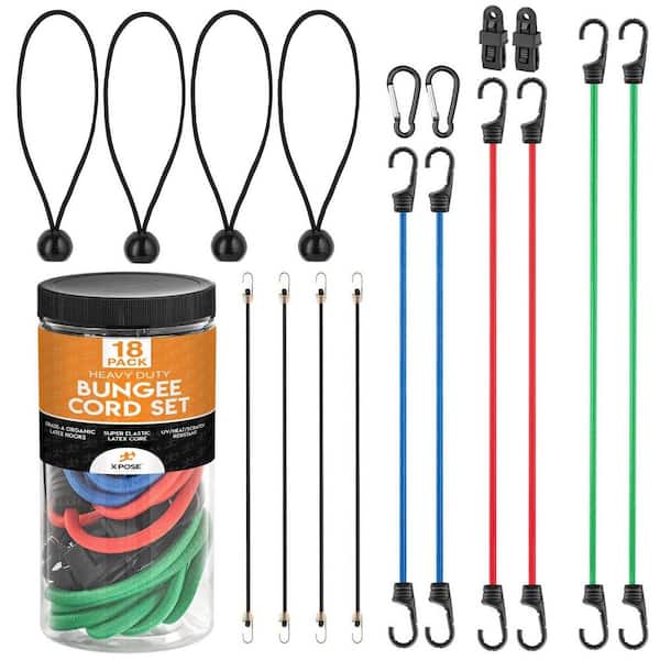 Heavy Duty Bungee Cords Kit - 18 pack - Assorted Sizes