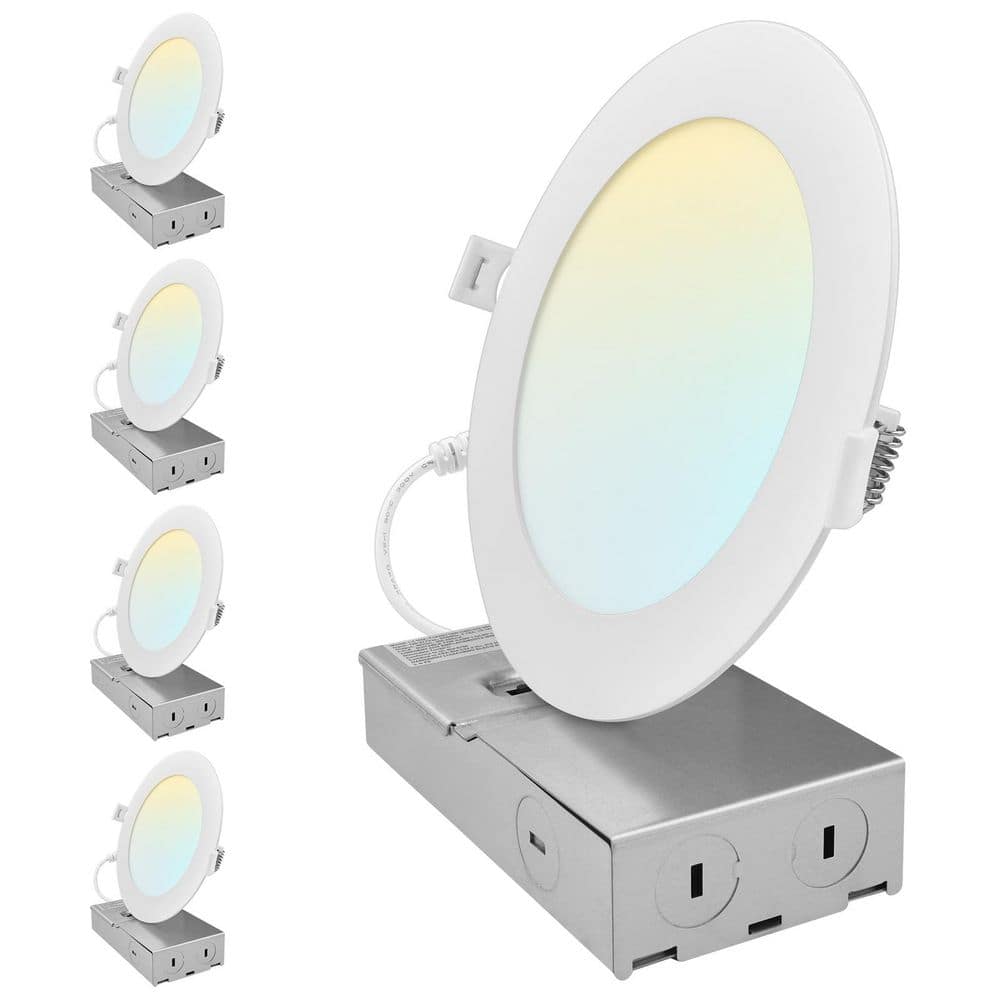 6 in. Integrated LED Recessed Light Canless Spotlight 10/13/15-Watt 5CCT 800/1050/1250LM IC Rated Wet Rated ETL 4 Pack price history on PriceWatchPro