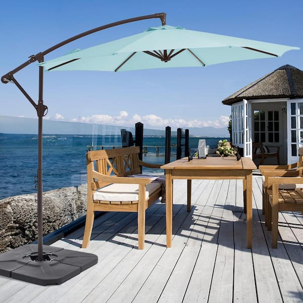 JEAREY 120 in. Innovative Tilt Design Offset Cantilever Umbrella in Light Blue