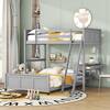 Polibi Gray Twin Over Full Bunk Bed with Desk RS-39751-E