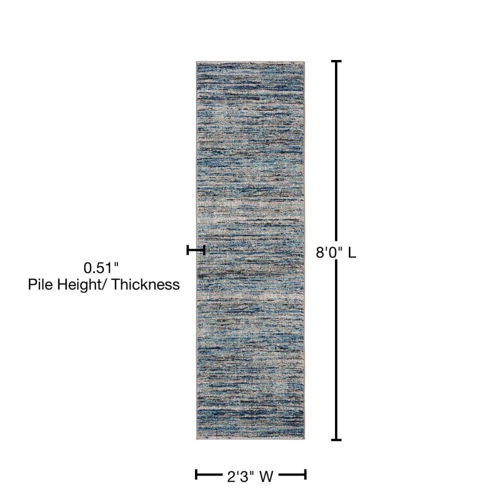 Celestial Spark Blue and Gray 2'3" x 8' Easy-Care Runner Rug