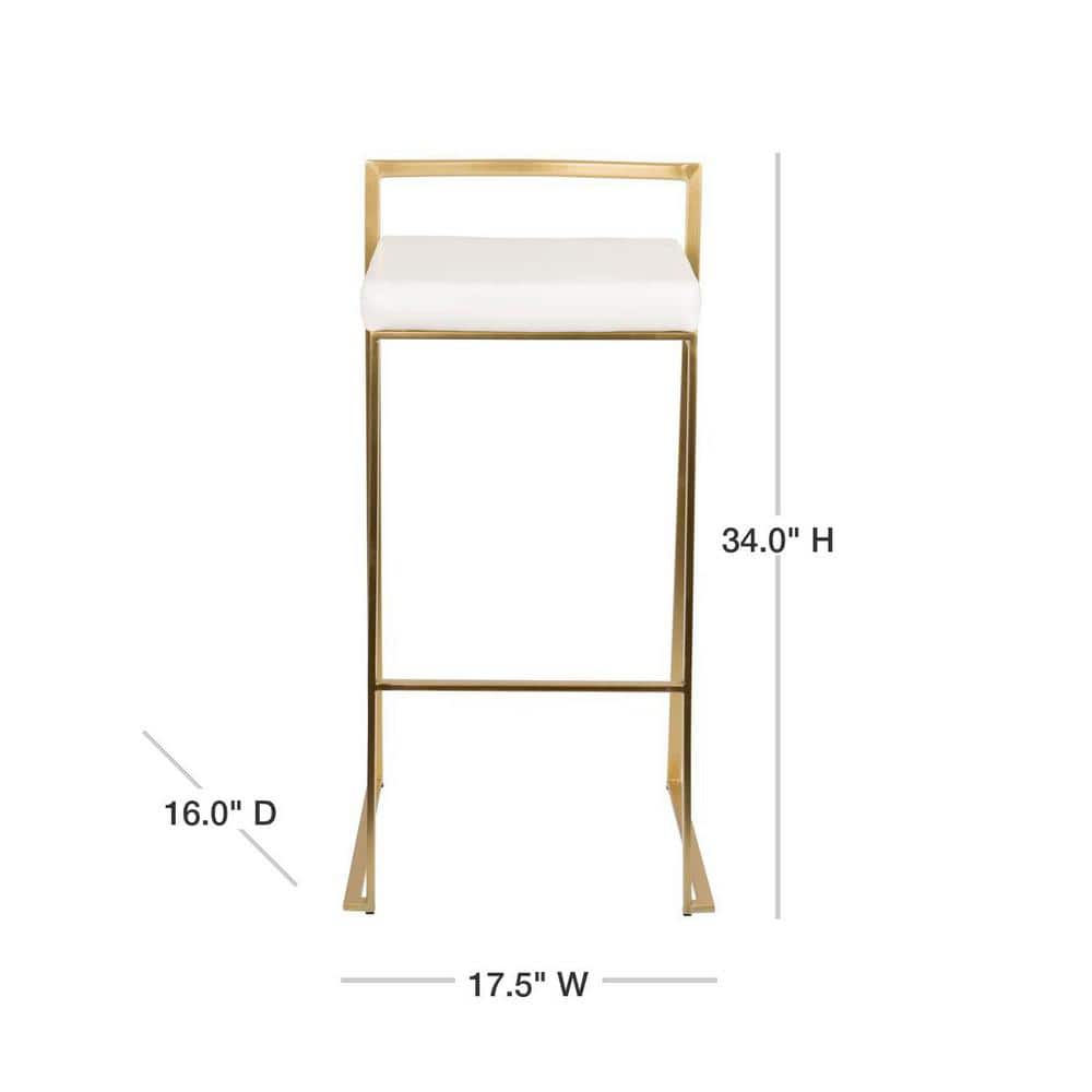 Elegant Gold and White Leather Barstool Duo