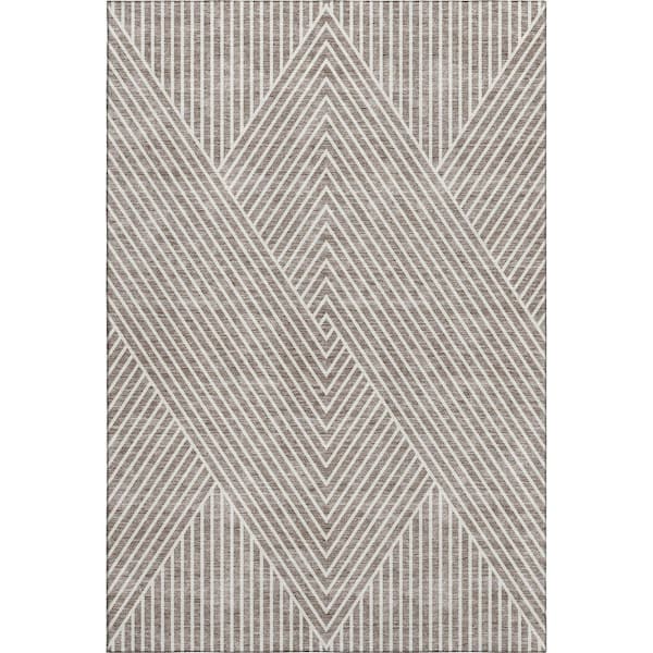 Addison Rugs Mayfield Premium Machine Washable Abstract AMF937 Taupe 8 ft. x 10 ft. Area Rug