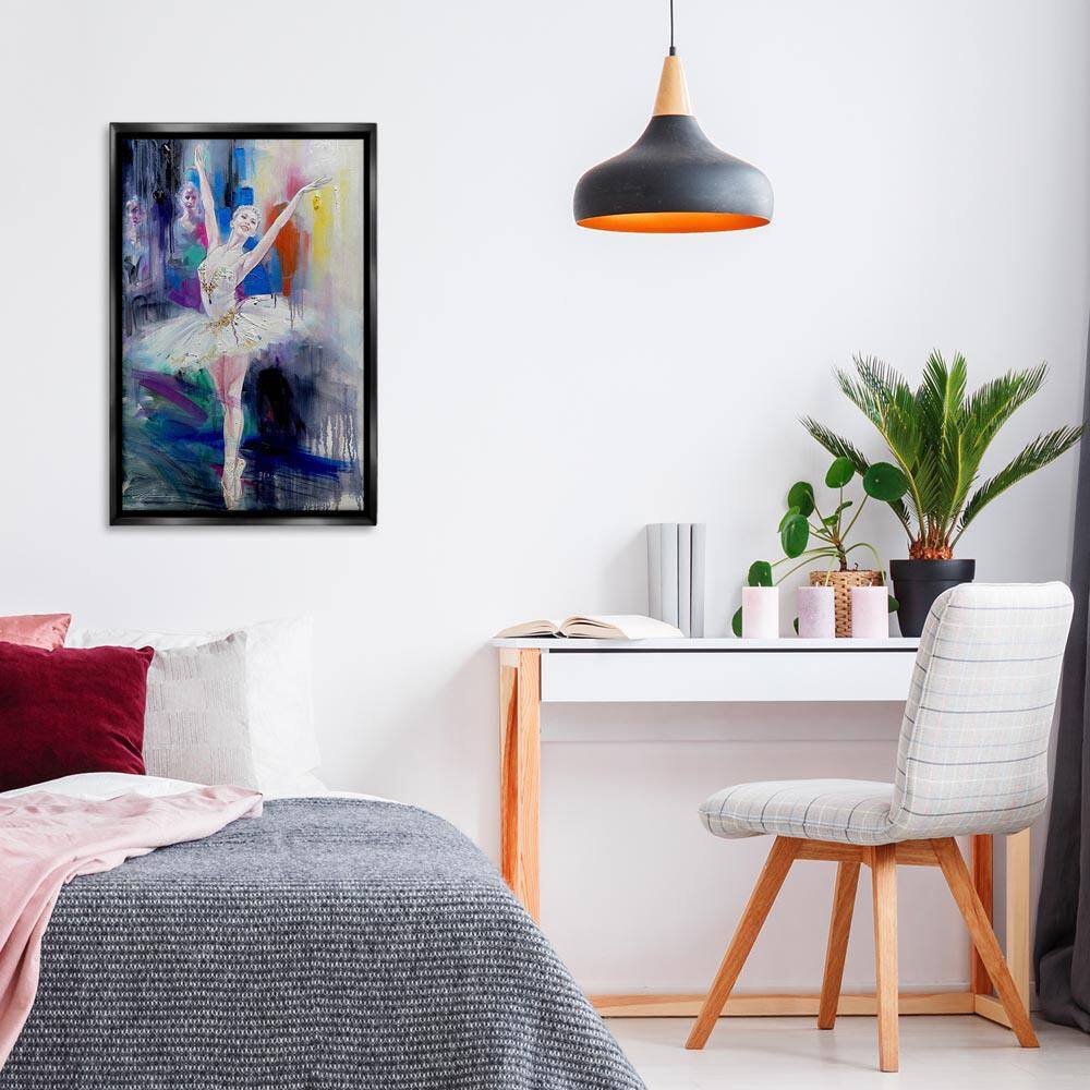 Bold Ballerina Abstraction by Lucille Lee Black Floater Frame People Graphic Art Print 31 in. x 21 in. price history on PriceWatchPro