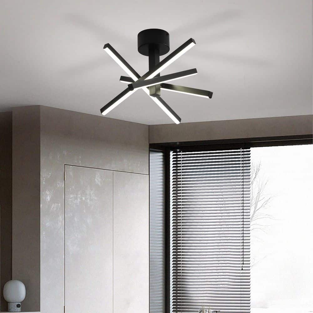 12 in. Black Smart Sputnik Matte Flush Mount Ceiling Light with Acrylic Shade Integrated LED Dimmable 3 CCT 1-Pack price history on PriceWatchPro