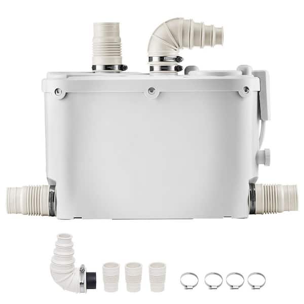 SKYSHALO Macerator Pump 500W 29 GPM Flow 26 ft. Head Macerator Sewerage Toilet Pump with 4 Water Inlets for Kitchen