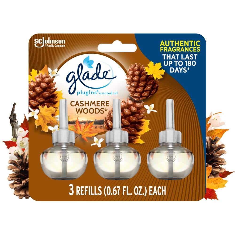 Glade Plug-Ins 2.01 oz. Cashmere Woods Scented Oil Air Freshener Refill (3- Pack) 652715 - The Home Depot