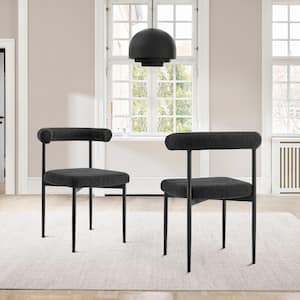 Shannon Black Fabric Armless Dining Chair Set of 2