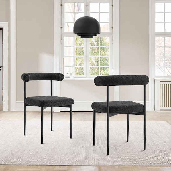 Armen Living Shannon Black Fabric Armless Dining Chair Set of 2