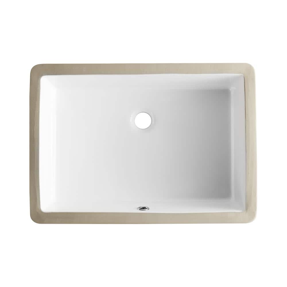 DeerValley 22" White Ceramic Rectangular Undermount Bathroom Sink