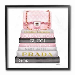 Stupell Industries Watercolor High Fashion Bookstack Padded Pink Bag, 17 x 17,Design by Amanda Greenwood