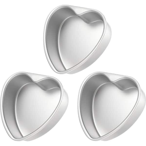3-Piece Aluminum Alloy Heart Shaped Cake Pan Set Baking Mold for Chiffon Cheesecake Mousse Ice Cream Cakes