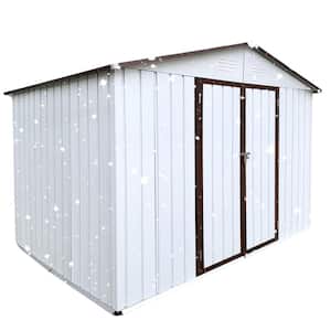 8 ft. W x 10 ft. D Metal Garden Sheds for Outdoor Storage with Double Door in White and Coffee (80 sq. ft.)