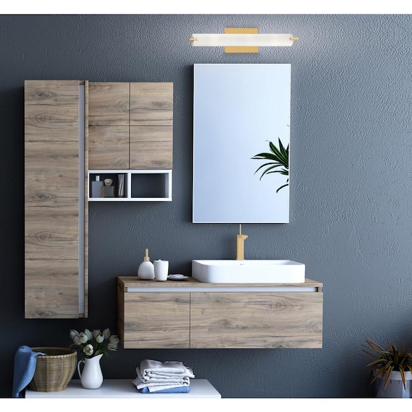 Tube 100-Watt Equivalence Honey Gold Integrated LED Bath Vanity Light Bar