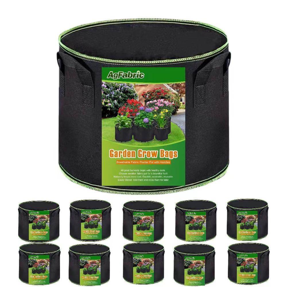 Agfabric 19.7 in. Dia x 15.7 in. H 20 gal. Green Mount Planter Plant Grow Bag Planter Fabric Grow Bag (10-Pack)