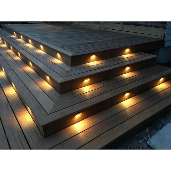 FVTLED Pack of 10 Low Voltage LED Deck Light Kit 1.38 Waterproof Outdoor Step Stairs Garden Yard Patio Landscape Decor Lights Warm White Lamp