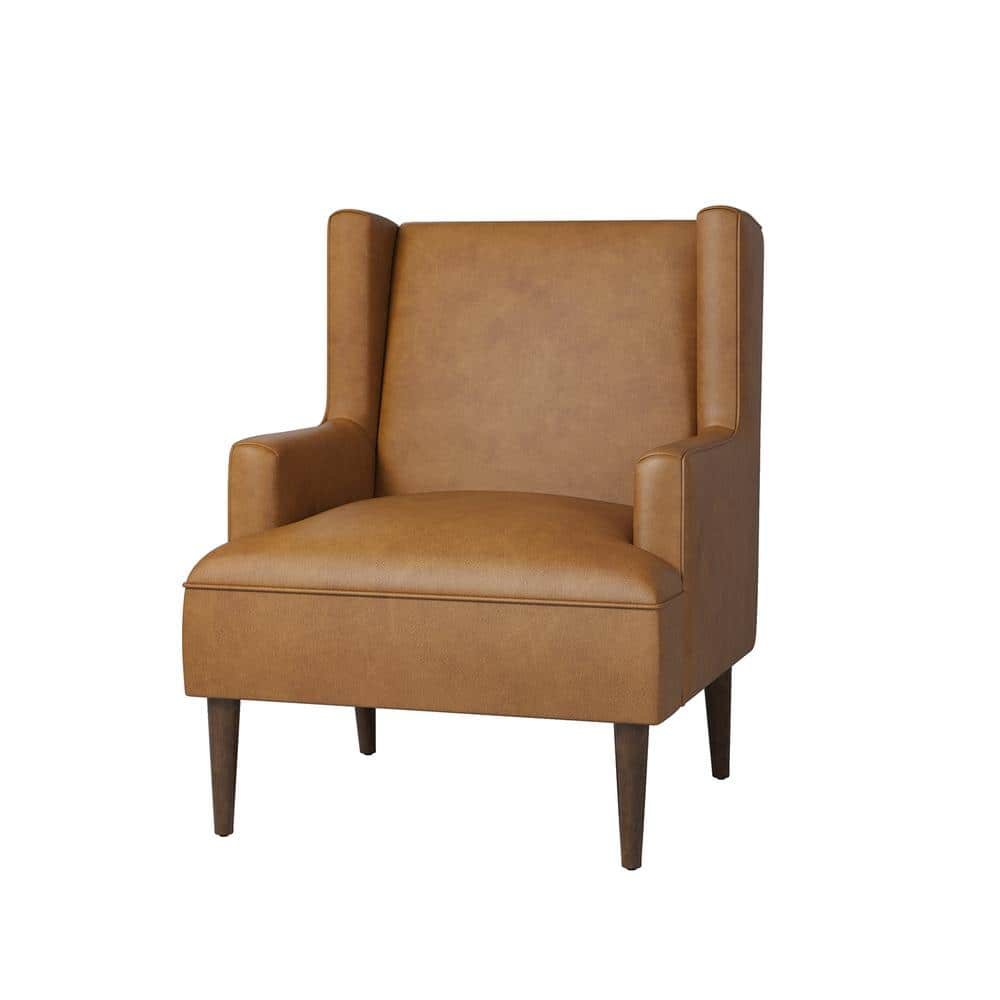 JAYDEN CREATION Jeremias Camel Vegan Leather Accent Chair With Solid   Camel Jayden Creation Accent Chairs Chas0744 Cml 64 1000 