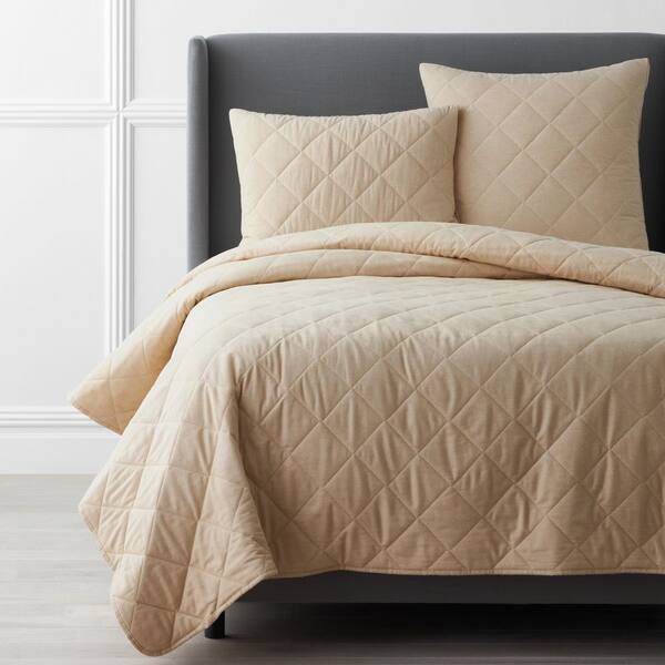 The Company Store Legends Hotel Bromley Velvet Flannel Yarn-Dyed Wheat Twin Cotton Coverlet