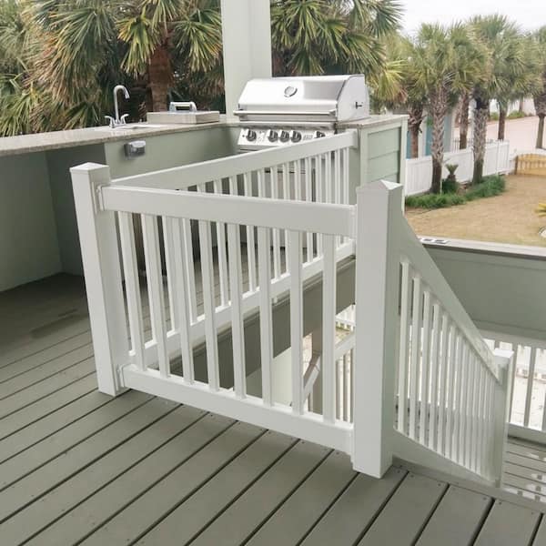 Weatherables Naples 3.5 ft. H x 8 ft. W White Vinyl Stair Railing Kit