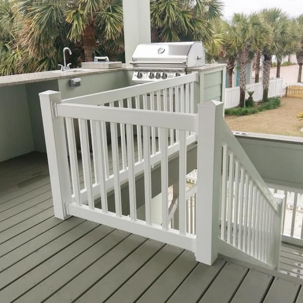 Weatherables Naples 3 Ft H X 8 Ft W White Vinyl Stair Railing Kit Cwr R36 E8s The Home Depot