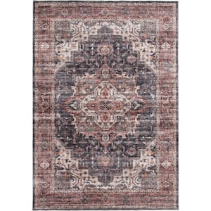 Wipe Up Aeslyn Red Washable 7 ft. 6 in. x 9 ft. 6 in. Oriental Polyester Indoor Area Rug