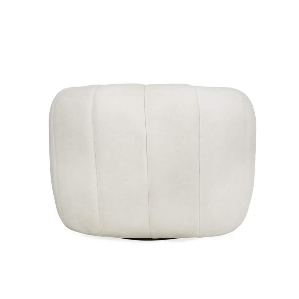 Cream Velvet Swivel Club Chair with Round Arms