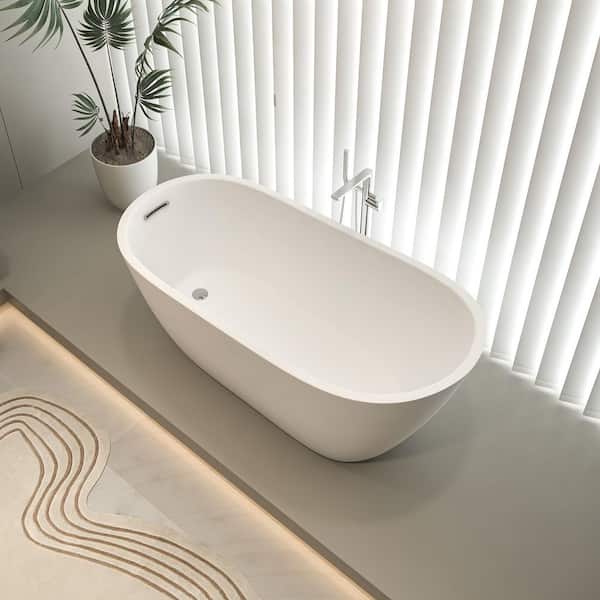 67 in.L x 30.7 in.W Freestanding Bathtub Rectangular Soaking Tub with Center Drain in White