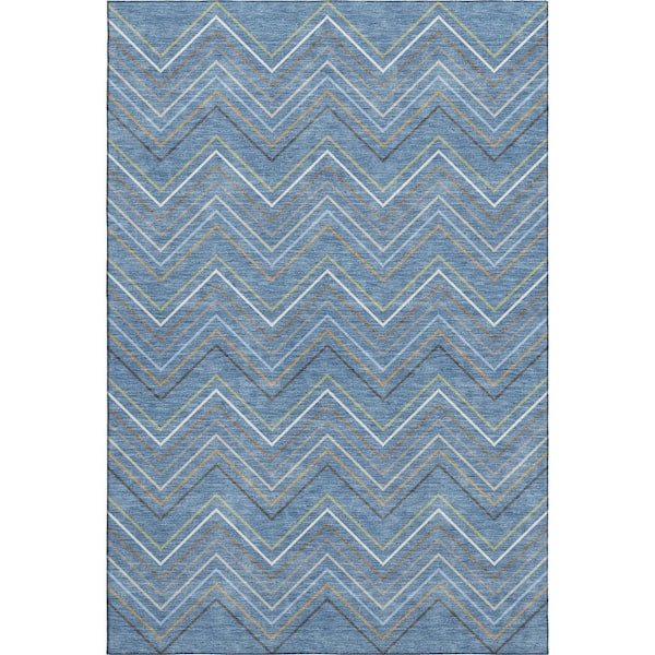 Mayfield Premium Machine Washable Abstract AMF2392 Blue 10 ft. x 14 ft. Area Rug