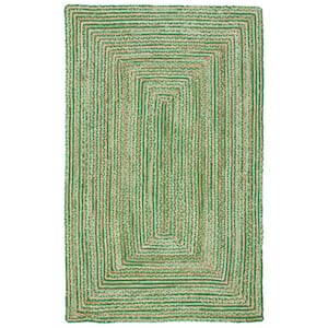 Cape Cod Green/Natural 4 ft. x 6 ft. Striped Border Area Rug