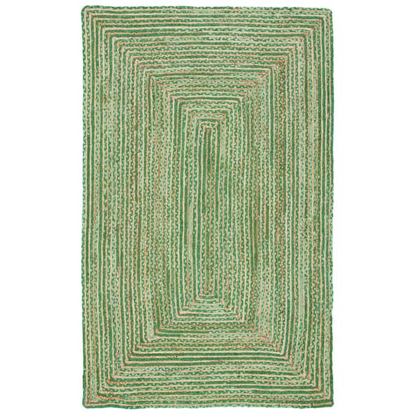 SAFAVIEH Cape Cod Green/Natural 5 ft. x 8 ft. Striped Border Area Rug