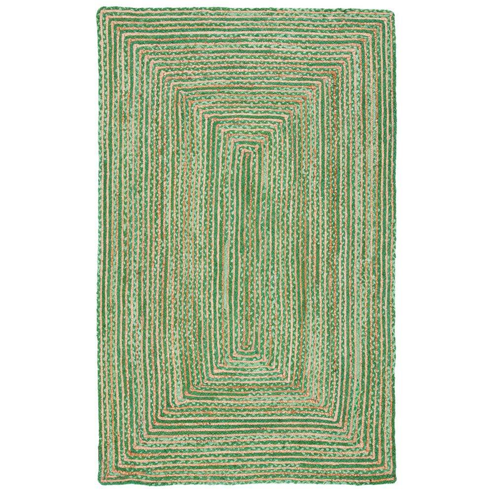 Handmade Green Cotton 6' x 9' Rectangular Area Rug