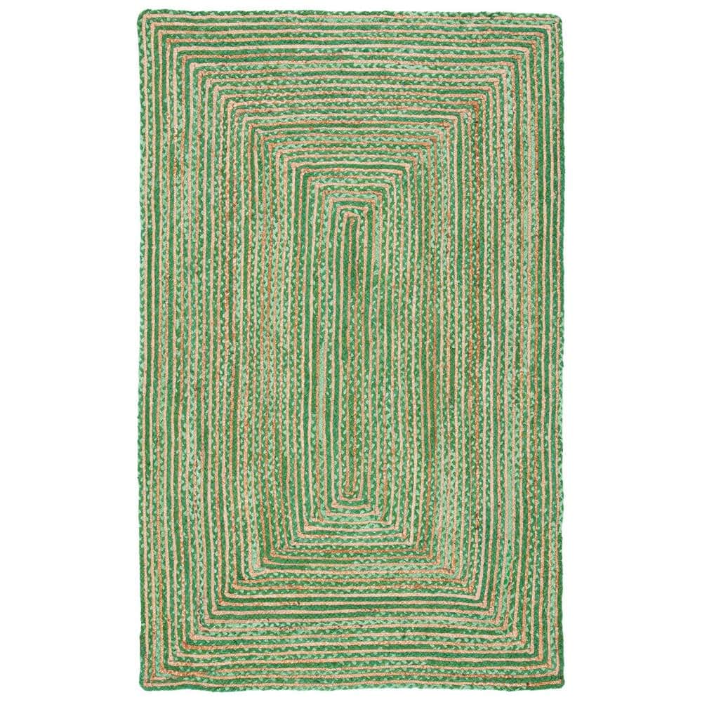 Handmade Green and Natural Rectangular Jute Area Rug 8' x 10'
