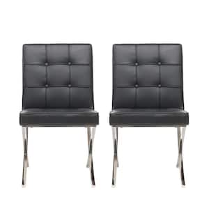 Dakota Black Leather Tufted Dining Chairs (Set of 2)
