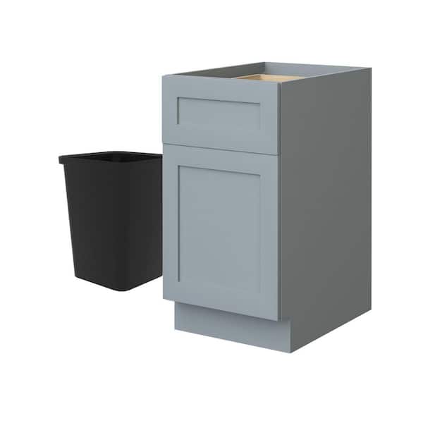 15 in. W x 24 in. D x 34 in. H Ready to Assemble Floor Base Kitchen Cabinet in Gray with a Drawer and a Door