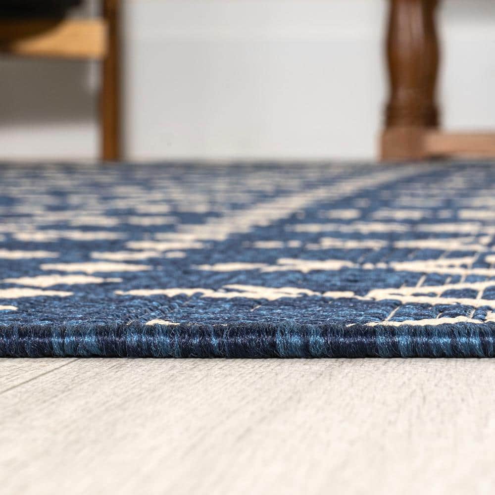Boho-Chic Moroccan Geometric Black and Gray 8' x 10' Outdoor Area Rug