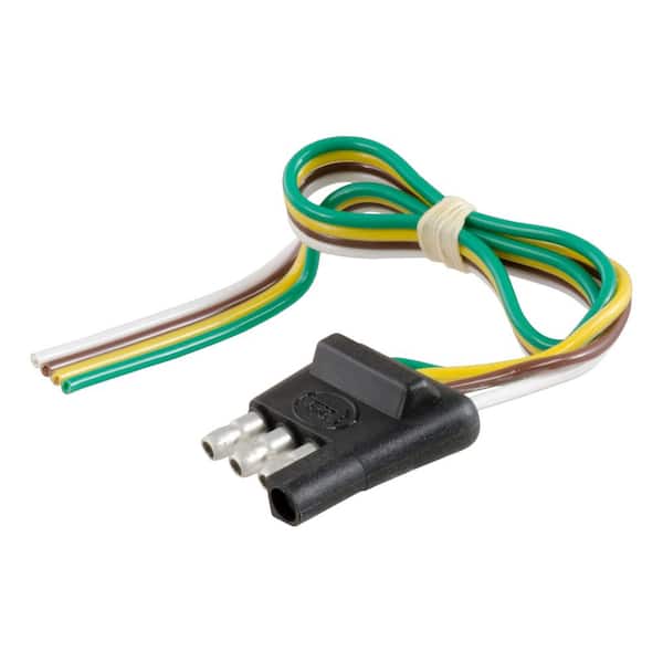 CURT 4-Way Flat Connector Plug with 12" Wires (Trailer Side)